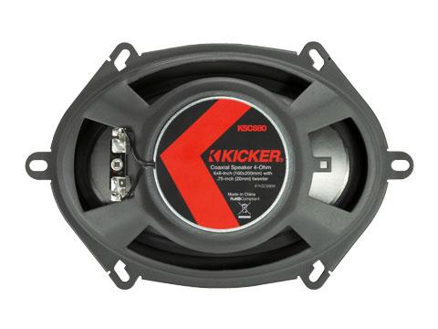 Kicker 47KSC6804 : Six-by-Eight-Inch Coaxial Speaker Drivers, 75-Watt RMS, back side.