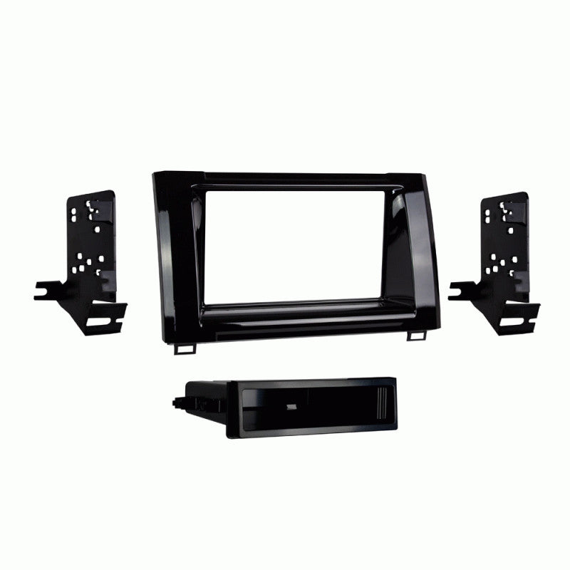 Metra 99-8246HG : DIN Radio Replacement Dash Kit, 2014-2021 Toyota Tundra with high gloss black dash.