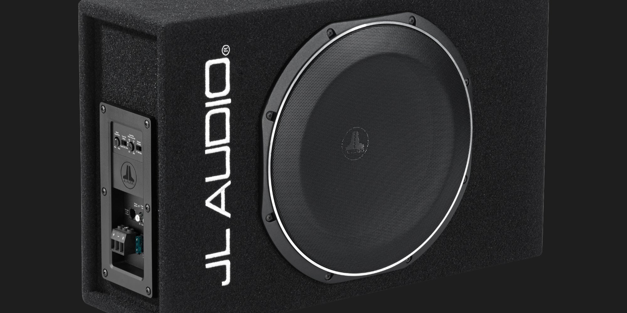 Loaded Aftermarket All-in-One Active Car-Audio Subwoofer-Enclosures.