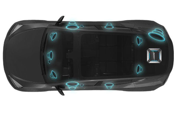 Alpine PSS-TSLA-21Y : 13-Channel Hi-Res Sound System Upgrade w/DSP, speaker diagram.