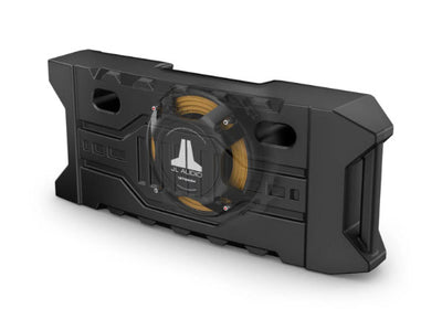 JL Audio SBX-J-JLTAILGT/12W3 : 12" 400W 2Ω Thin Subwoofer Enclosure, rear cutaway view.