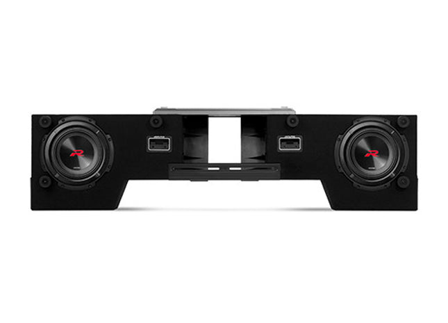 Alpine R2-DB8V-TRK : Dual 8" Loaded Under Seat Subwoofer Enclosure with Amp Space, bottom side.