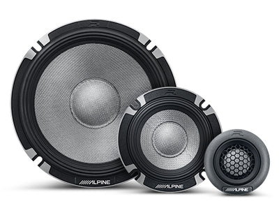 Alpine R2-S653 : 6.5" PRO 3-Way Component Door Speaker System, woofer mid and tweeter.
