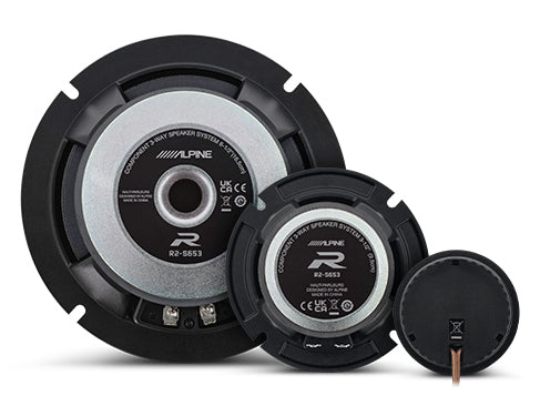 Alpine R2-S653 : 6.5" PRO 3-Way Component Door Speaker System, rear view.