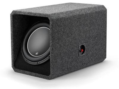 JL Audio HO112-W6v3 : 12" Subwoofer Enclosure - 600W RMS 2Ω Ported, input side.