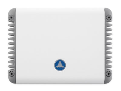 JL Audio MHD600/4-24V : 4ch 24V Marine Amplifier, top side.