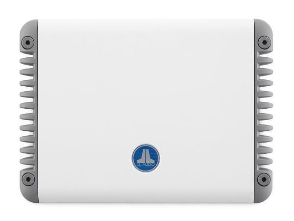 JL Audio MHD600/4 : 4ch Marine Amplifier, top side.