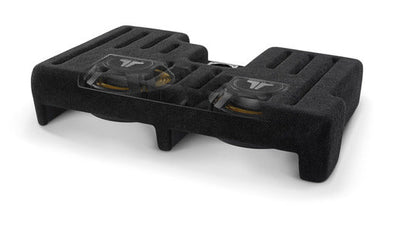 JL Audio SB-T-TUNDB3/10TW3/BK : Dual 10" 800W 2Ω Thin Subwoofer Enclosure, cutaway view.