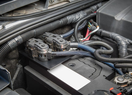 JL Audio SBA-J-JK-FHB : Under Hood Mount Fuse Holder Bracket, shown installed.