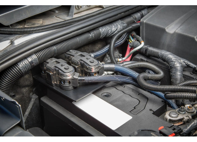 JL Audio SBA-J-JK-FHB : Under Hood Mount Fuse Holder Bracket, shown installed.