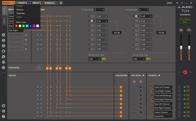 JL Audio TwK-D8 : System Tuning DSP, settings section.