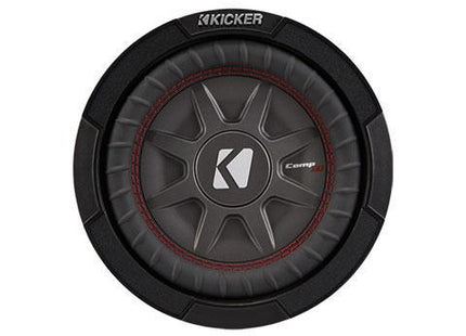 Kicker 43CWRT8 : 300W 8" Thin Subwoofer Driver, 2Ω Dual Voice Coil, front side.