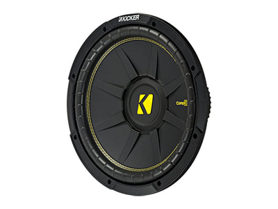 Kicker 44CWC : 12-Inch 300-Watt Subwoofer Driver, 4-Ohm SVC or 4-Ohm DVC, front side view.