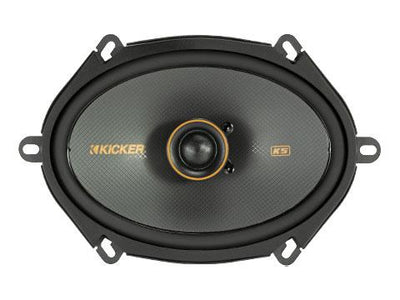 Kicker 47KSC6804 : Six-by-Eight-Inch Coaxial Speaker Drivers, 75-Watt RMS, top side.