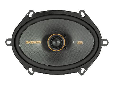 Kicker 51KSC6804 : Six-by-Eight-Inch Coaxial Speaker Drivers, 75-Watt RMS, top side.